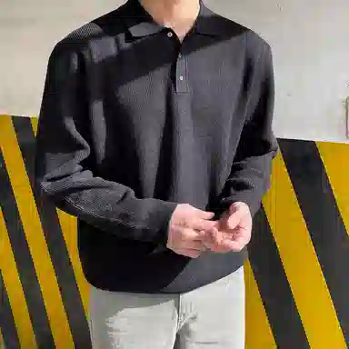 我是大卫 韩版时尚小众设计感纯色简约百搭宽松长袖针织衫 男女同款