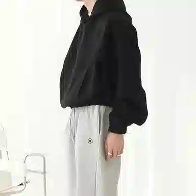 我是大卫 韩版高级感松紧收腰连帽休闲运动外套卫衣 男女同款