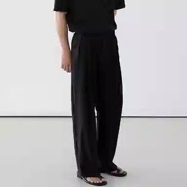 我是大卫 纯色简约宽松直筒休闲裤 男女同款