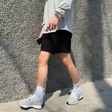 我是大卫 纯色系带百搭高级感休闲短裤 男女同款