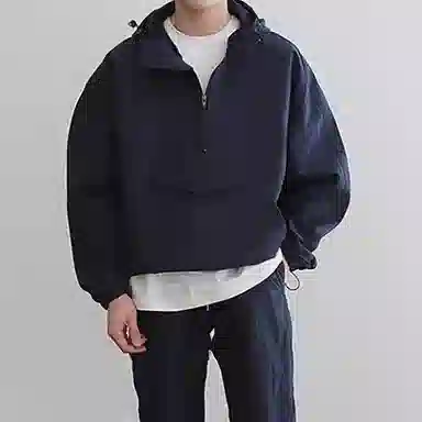 我是大卫 美式半拉链连帽户外纯色百搭夹克外套 男女同款