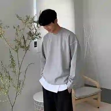 我是大卫 港风复古宽松圆领休闲纯色百搭长袖卫衣 男女同款