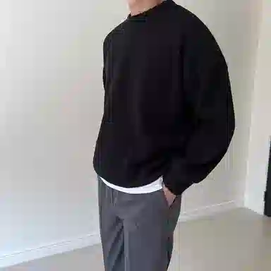 我是大卫 美式时尚高级感宽松圆领慵懒风休闲打底针织衫 男女同款