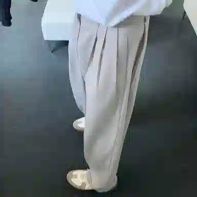 我是大卫 基础纯色垂坠感拖地直筒休闲裤 男女同款