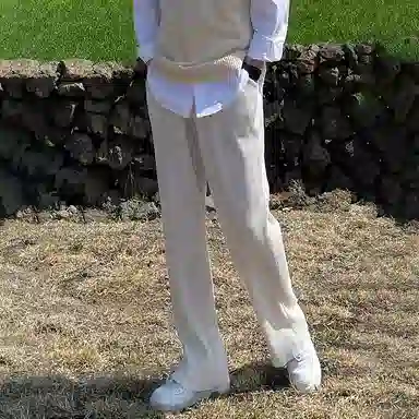 我是大卫 纯色港风拖地垂感直筒中腰休闲裤 男女同款