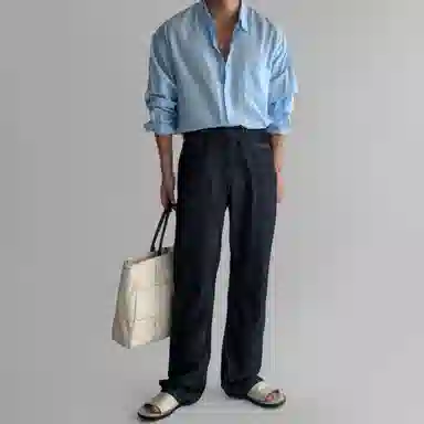 我是大卫 休闲薄款透气外套复古英伦雅痞慵懒风宽松长袖衬衫 男女同款