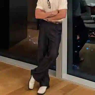 我是大卫 单褶皱纯色百搭直筒阔腿裤韩版高腰拖地长休闲裤 男女同款