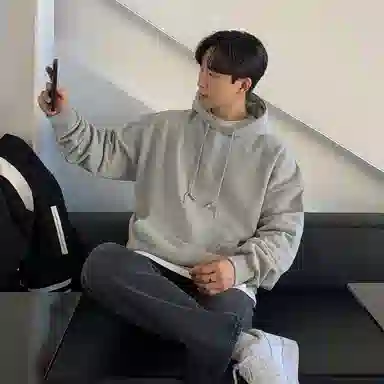 我是大卫 美式百搭纯色复古套头重磅宽松潮牌卫衣 男女同款