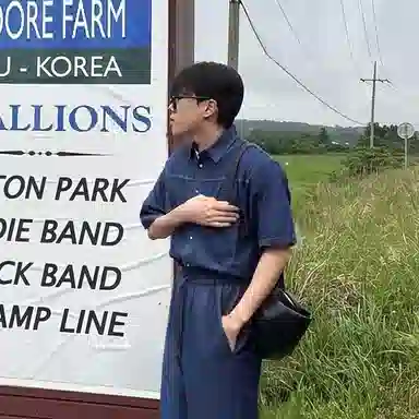 我是大卫 重工车线拼接水洗牛仔短袖衬衣美式复古工装翻领衬衫 通用