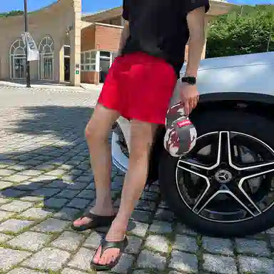 我是大卫 美式速干直筒小众休闲短裤 男女同款 红色