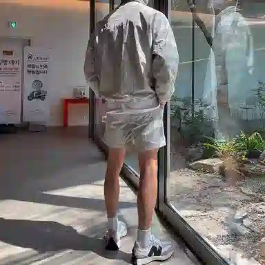 我是大卫 纯色宽松百搭四分休闲短裤 男女同款