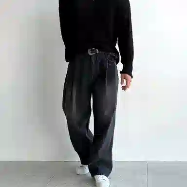 我是大卫 复古水洗做旧宽松休闲牛仔裤 男女同款