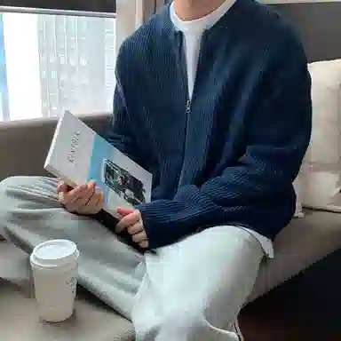 我是大卫 宽松慵懒纯色基础休闲长袖针织衫 男女同款