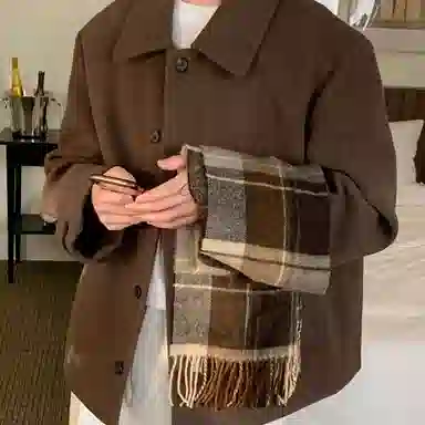 Wo Shi Da Wei Retro Wool Coat Deep Brown