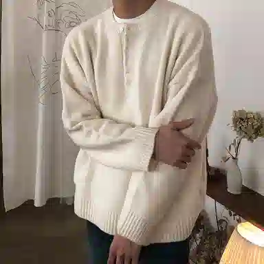 我是大卫 文艺风日系慵懒风糖果色宽松单排扣针织衫 男女同款