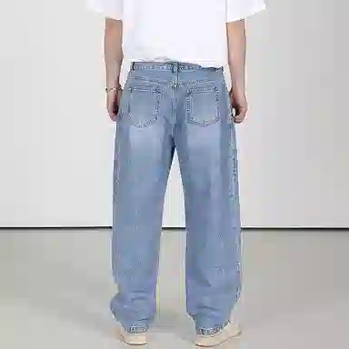 我是大卫 休闲百搭直筒宽松牛仔裤 男女同款 蓝色