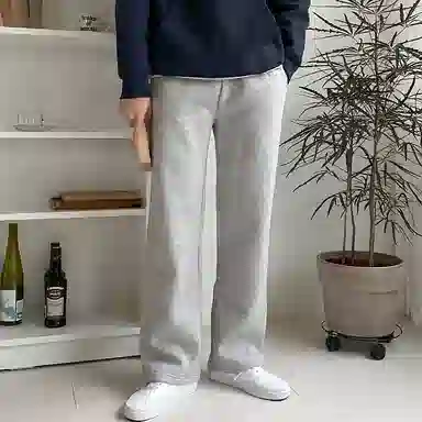 我是大卫 纯色简约保暖加厚阔腿宽松休闲裤 男女同款