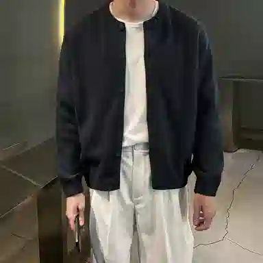 我是大卫 慵懒风圆领开衫舒适保暖宽松针织衫 男女同款