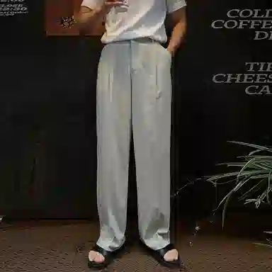 我是大卫 垂坠感速干直筒韩版简约宽松阔腿休闲裤 男女同款