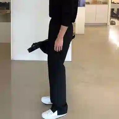 我是大卫 小开叉垂坠感宽松百搭纯色直筒小众设计感休闲裤 男女同款