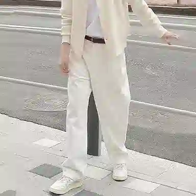 我是大卫 纯色宽松阔腿百搭直筒休闲裤 男女同款 白色