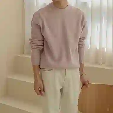 我是大卫 休闲简约纹理感基础款纯色落肩保暖针织衫 男女同款