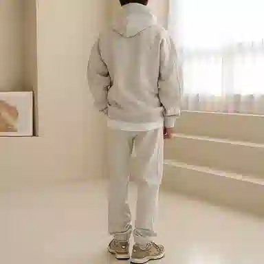 我是大卫 纯色连帽卫衣加厚套装 男女同款