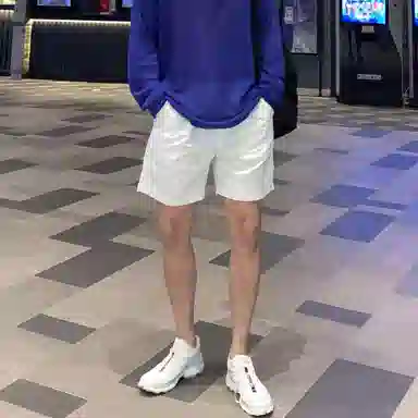 我是大卫 日系简约百搭阔腿五分裤慵懒宽松休闲短裤 男女同款 白色