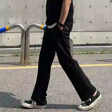 我是大卫 纯色直筒修身小西裤休闲裤 男女同款