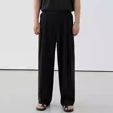 我是大卫 纯色简约宽松直筒休闲裤 男女同款