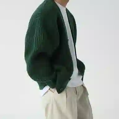 我是大卫 基础款单排扣开衫落肩保暖慵懒风长袖针织衫 男女同款