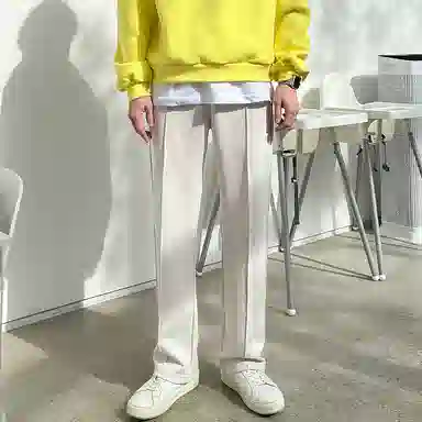 我是大卫 纯色简约垂感阔腿抽绳直筒休闲裤 男女同款