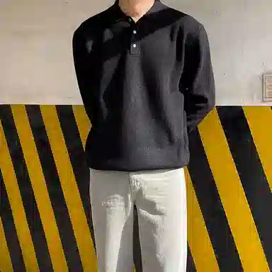 我是大卫 韩版时尚小众设计感纯色简约百搭宽松长袖针织衫 男女同款