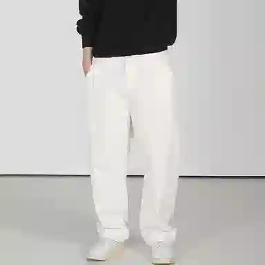 我是大卫 纯色宽松阔腿百搭直筒休闲裤 男女同款 白色