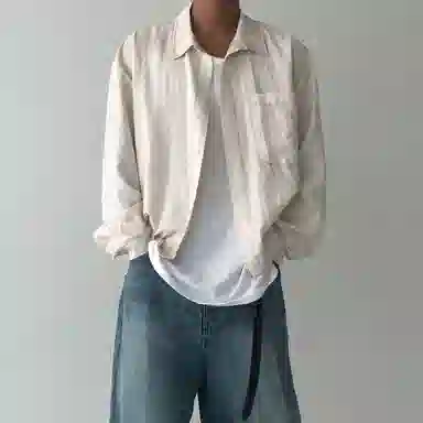 我是大卫 薄款防晒衣衬衣日系复古小众设计感宽松外套长袖衬衫 男女同款