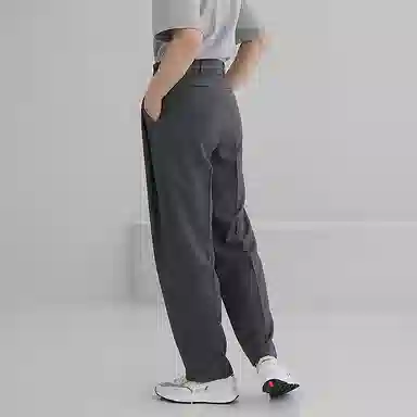 我是大卫 纯色简约合身中腰直筒休闲裤 男女同款