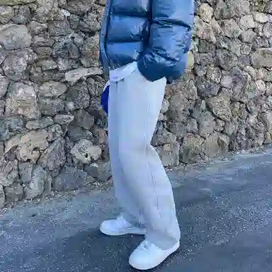 我是大卫 直筒纯色舒适休闲裤 男款 灰色