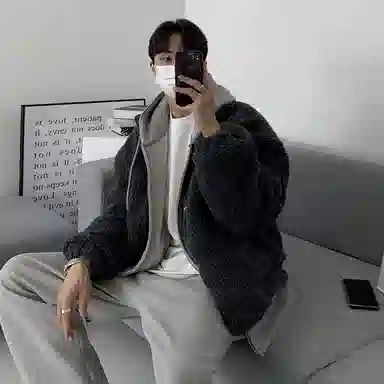 我是大卫 纯色摇粒绒保暖加厚休闲外套夹克 男女同款