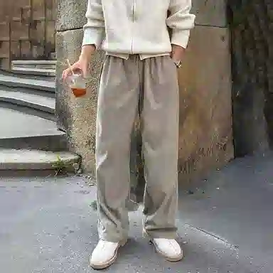 我是大卫 新款韩版宽松垂感阔腿直筒休闲裤 男女同款