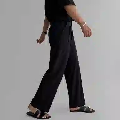 我是大卫 美式褶皱直筒侧边可调节腰带垂坠感免烫宽松休闲裤 男女同款