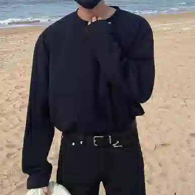 我是大卫 纹理感宽松打底衫基础款保暖套头圆领针织衫 男女同款