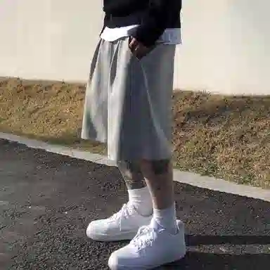 我是大卫 韩版纯色轻薄透气运动五分裤简约垂感宽松休闲短裤 男女同款 灰色