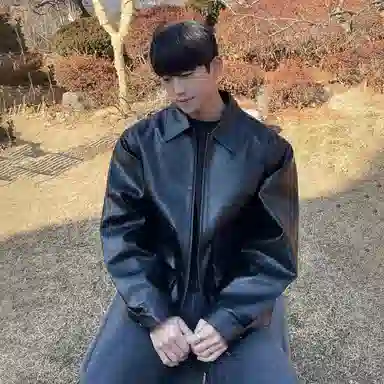 我是大卫 赛车元素机能风机车服拉链皮质宽松外套夹克 男女同款