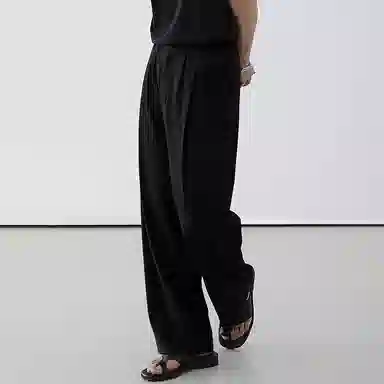 我是大卫 纯色简约宽松直筒休闲裤 男女同款