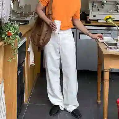 我是大卫 亚麻透气纯色百搭阔腿裤韩版薄款潮流慵懒风高级感休闲裤 男女同款