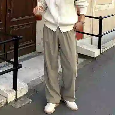 我是大卫 新款韩版宽松垂感阔腿直筒休闲裤 男女同款