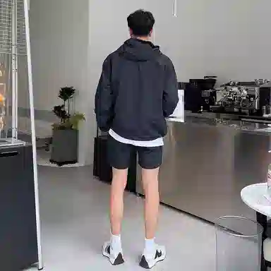 我是大卫 基础纯色百搭薄款抽绳直筒休闲短裤 男女同款