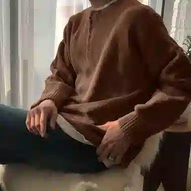 我是大卫 文艺风日系慵懒风糖果色宽松单排扣针织衫 男女同款