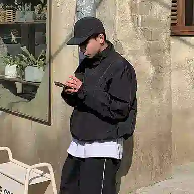 我是大卫 立领韩版高级感可收腰设计户外运动拉链夹克外套 男女同款