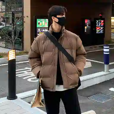 我是大卫 纯色简约立领面包服棉服 男女同款